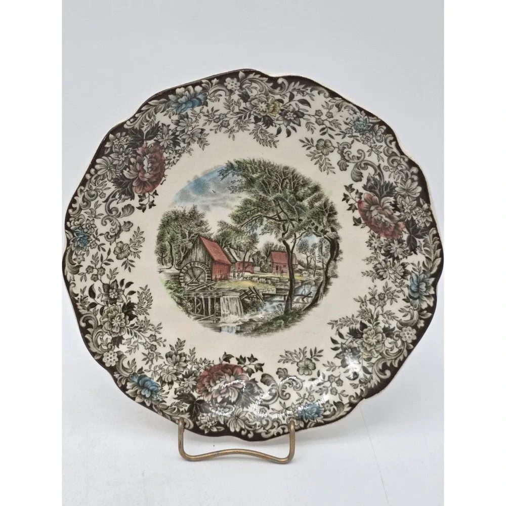 Vintage Johnson Brothers Mill Stream 3 Piece Brown Transferware Ironstone Set